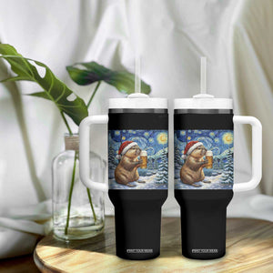 Otter Beer Christmas Tumbler With Handle Starry Night Van Gogh TS14 Print Your Wear