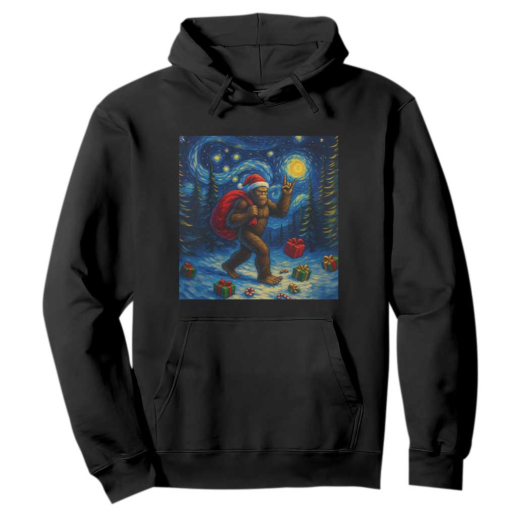 Bigfoot Christmas Hoodie Starry Night Van Gogh TS14 Black Print Your Wear