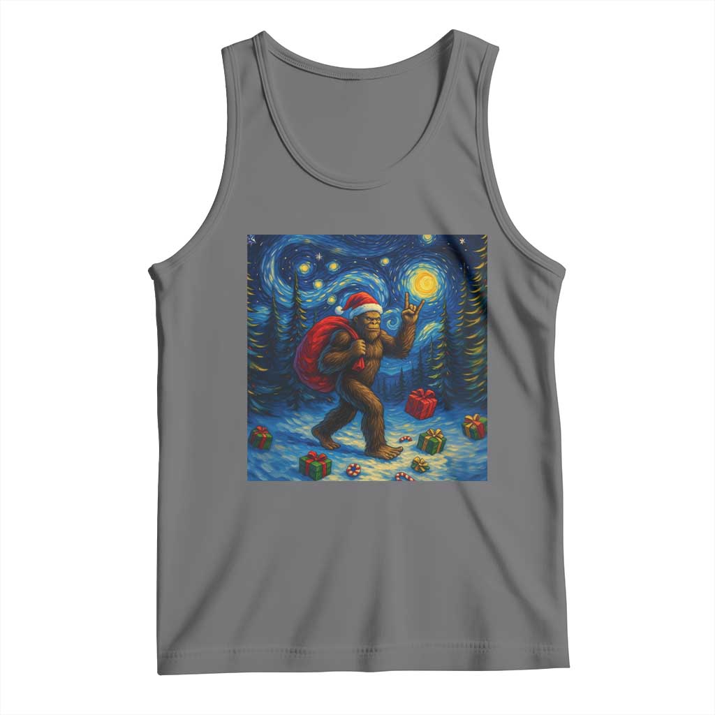 Bigfoot Christmas Tank Top Starry Night Van Gogh TS14 Black Heather Print Your Wear
