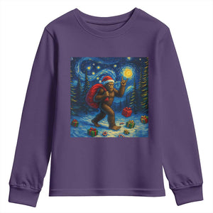 Bigfoot Christmas Youth Sweatshirt Starry Night Van Gogh TS14 Purple Print Your Wear
