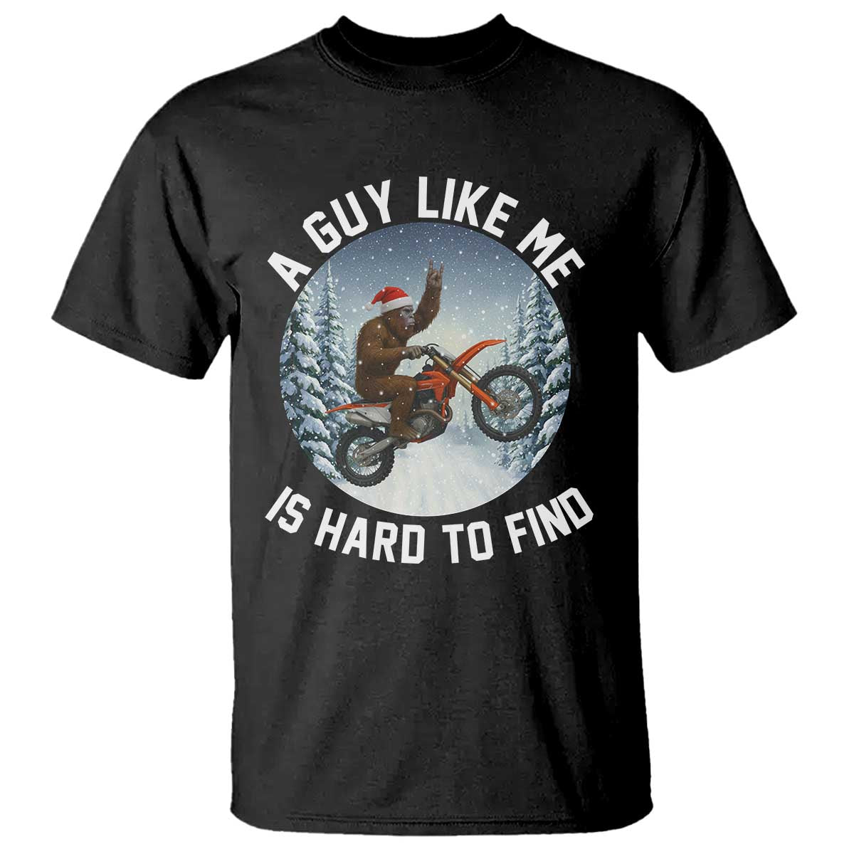 Funny Bigfoot Motorcycle Christmas T Shirt Sasquatch Rock On Hand Xmas TS14 Black Print Your Wear