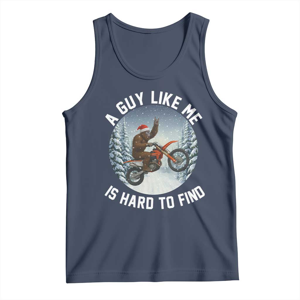 Funny Bigfoot Motorcycle Christmas Tank Top Sasquatch Rock On Hand Xmas TS14 Navy Print Your Wear