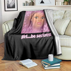 Funny Doll Face Meme Throw Blanket Girl Be Serious TS14 Print Your Wear