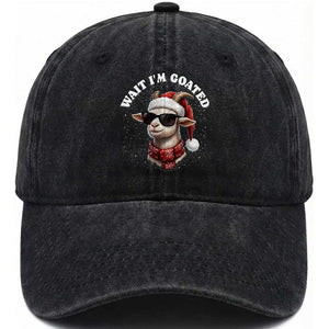 Funny Reindeer Christmas Washed Cotton Baseball Cap Wait I Am Goated TS14 Washed Cap Universal Fit Black Print Your Wear
