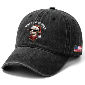 Funny Reindeer Christmas Washed Cotton Baseball Cap Wait I Am Goated TS14 Print Your Wear