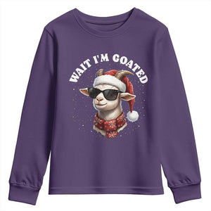 Funny Reindeer Christmas Youth Sweatshirt Wait I Am Goated TS14 Purple Print Your Wear