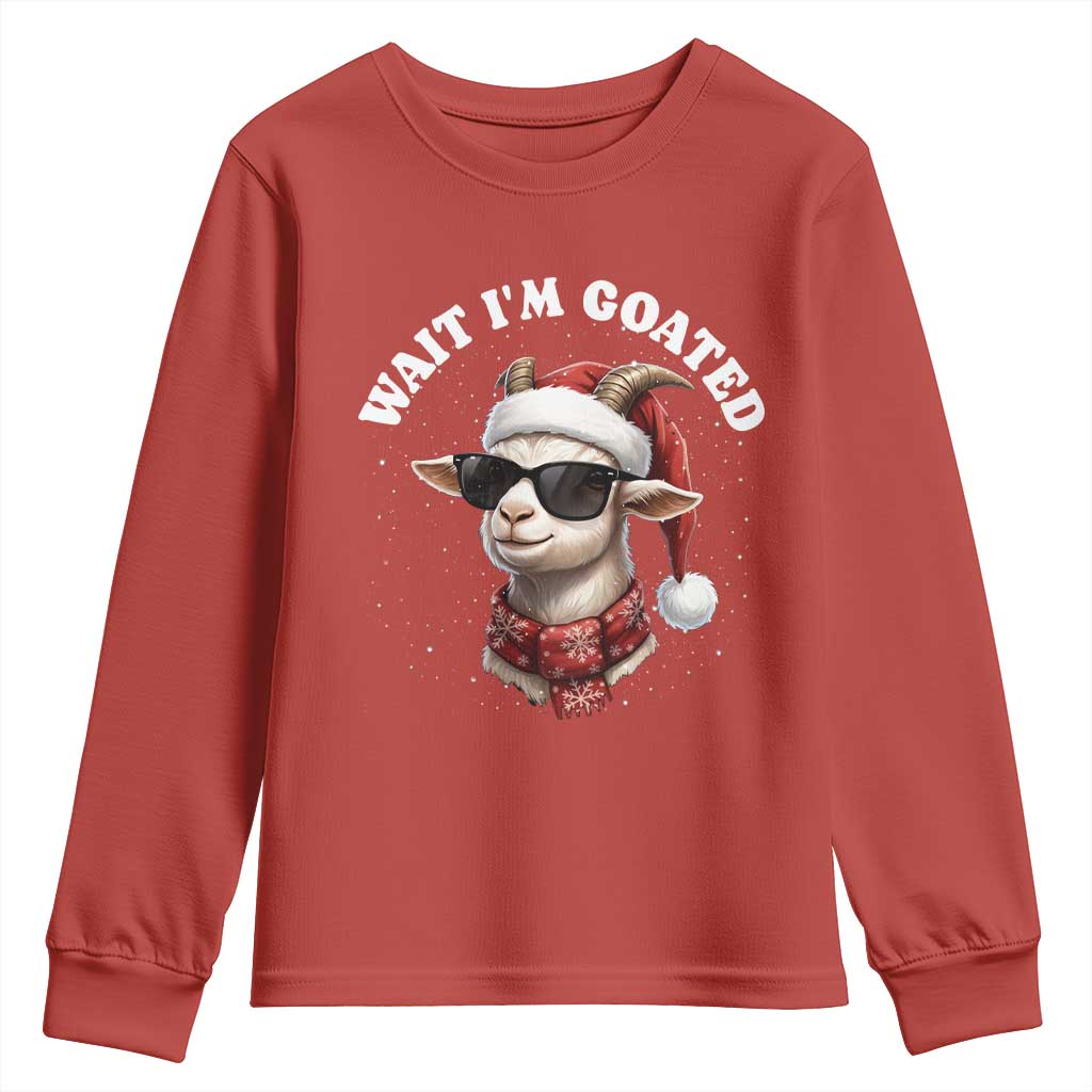 Funny Reindeer Christmas Youth Sweatshirt Wait I Am Goated TS14 Red Print Your Wear