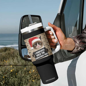 Funny Cat Mugshot Christmas Tumbler With Handle I Will Protect You Kitten No Matter What TS14 Print Your Wear