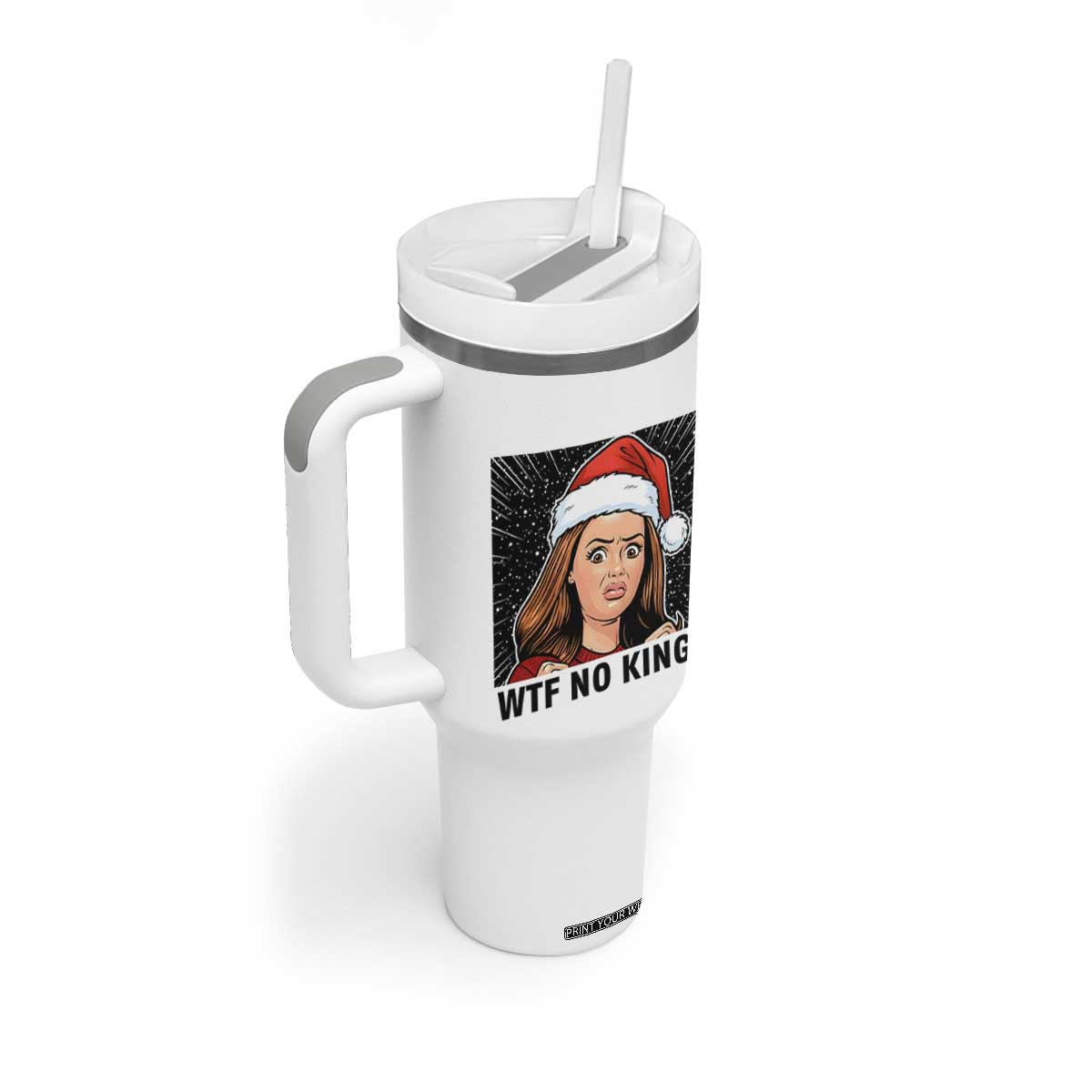 No Kings Tumbler With Handle Funny Disgusting Doll Face Meme Christmas TS14 Print Your Wear
