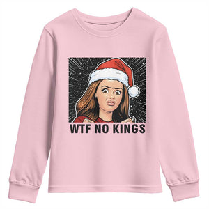 No Kings Youth Sweatshirt Funny Disgusting Doll Face Meme Christmas TS14 Light Pink Print Your Wear