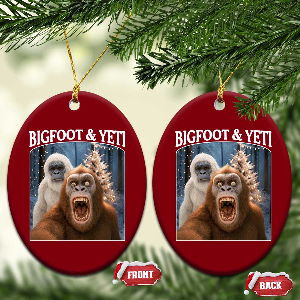 Funny Bigfoot Selfie Ceramic Ornament Sasquatch Yeti Xmas TS14 Print Your Wear