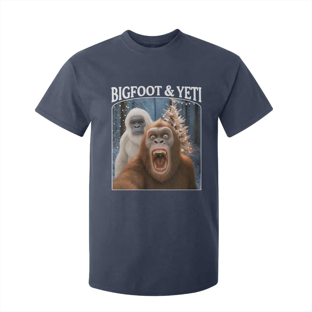 Funny Bigfoot Selfie T Shirt For Kid Sasquatch Yeti Christmas TS14 Navy Print Your Wear