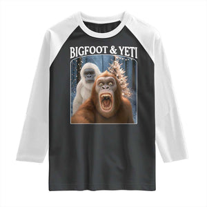 Funny Bigfoot Selfie Raglan Shirt Sasquatch Yeti Christmas TS14 Black White Print Your Wear