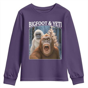Funny Bigfoot Selfie Youth Sweatshirt Sasquatch Yeti Christmas TS14 Purple Print Your Wear
