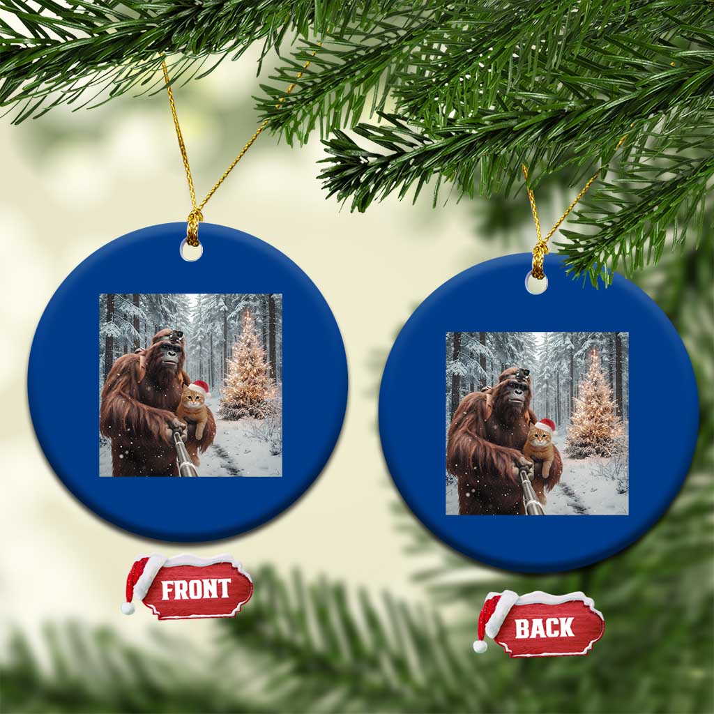 Funny Bigfoot With Cat Selfie Xmas Ceramic Ornament TS14 1pc Blue Print Your Wear