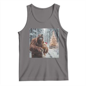 Funny Bigfoot With Cat Selfie Christmas Tank Top TS14 Deep Heather Print Your Wear
