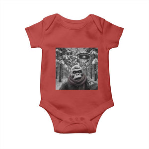 Funny Bigfoot Selfie Baby Onesie Sasquatch Alien UFO Christmas TS14 Red Print Your Wear