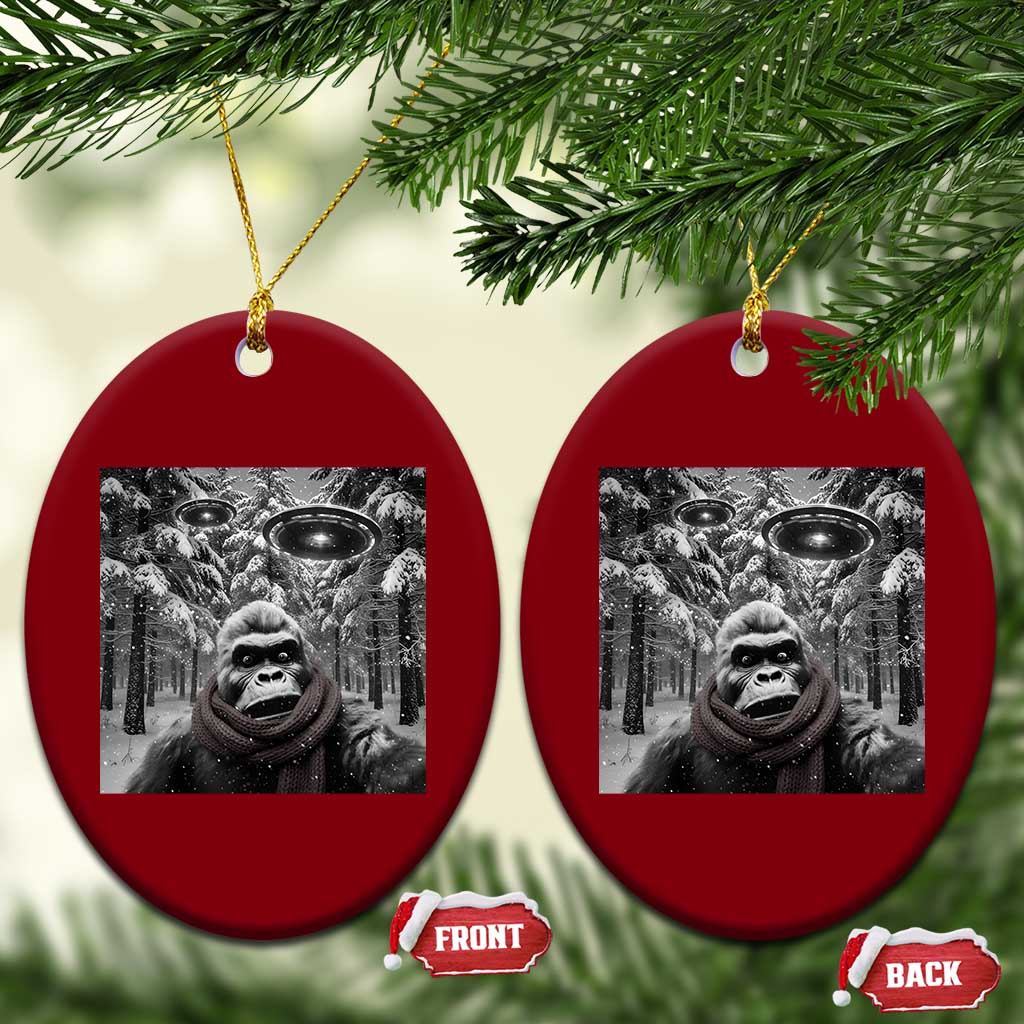 Funny Bigfoot Selfie Ceramic Ornament Sasquatch Alien UFO Xmas TS14 Print Your Wear