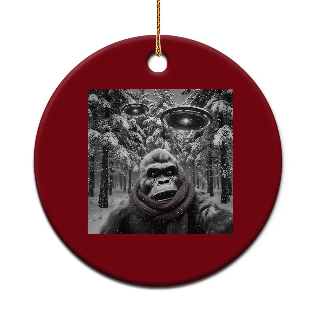Funny Bigfoot Selfie Ceramic Ornament Sasquatch Alien UFO Xmas TS14 1pc Red Print Your Wear