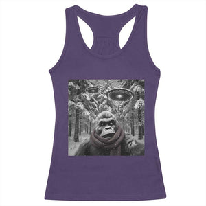 Funny Bigfoot Selfie Racerback Tank Top Sasquatch Alien UFO Christmas TS14 Purple Print Your Wear