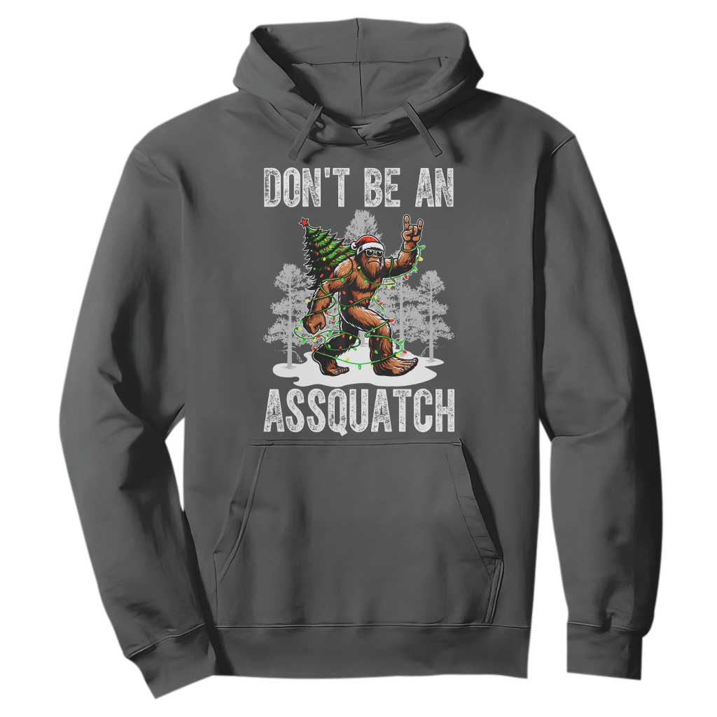 Funny Bigfoot Christmas Hoodie Do Not Be An Assquatch TS14 Dark Heather Print Your Wear