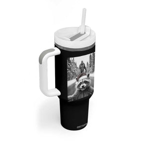 Funny Racoon With Bigfoot Selfie Christmas Tumbler With Handle TS14 Print Your Wear