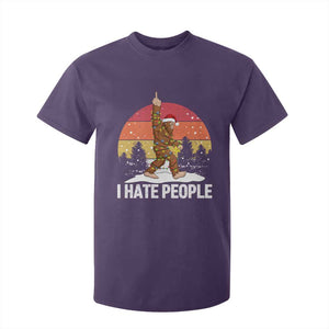 Funny Bigfoot Christmas T Shirt For Kid I Hate People TS14 Purple Print Your Wear