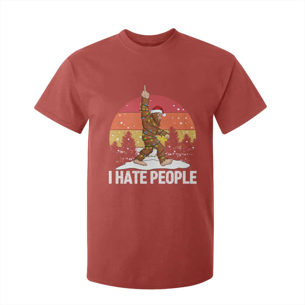 Funny Bigfoot Christmas T Shirt For Kid I Hate People TS14 Red Print Your Wear