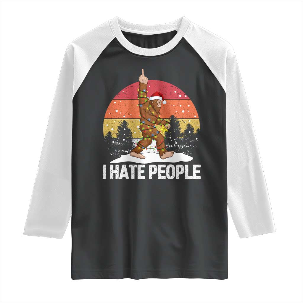 Funny Bigfoot Christmas Raglan Shirt I Hate People TS14 Black White Print Your Wear