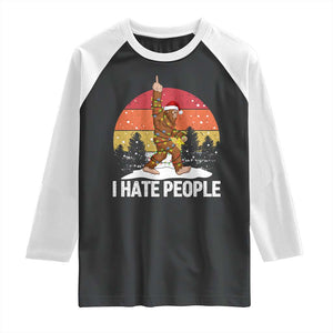 Funny Bigfoot Christmas Raglan Shirt I Hate People TS14 Black White Print Your Wear