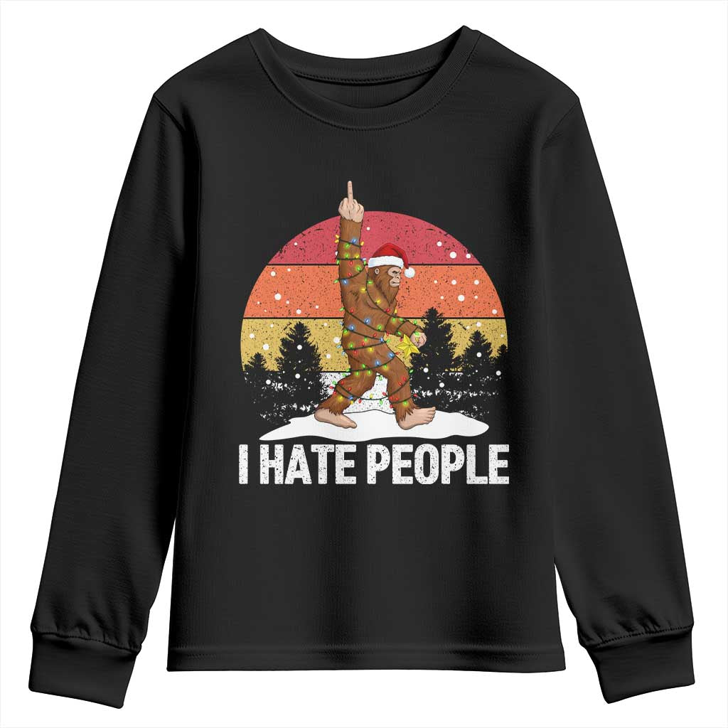 Funny Bigfoot Christmas Youth Sweatshirt I Hate People TS14 Black Print Your Wear