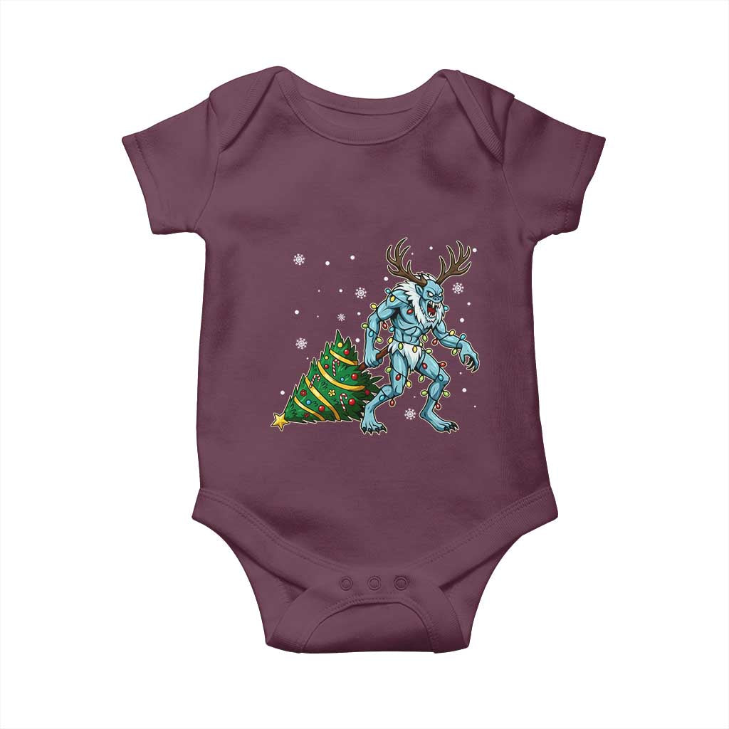 Wendigo Monster Baby Onesie Cryptid Mythical Christmas TS14 Maroon Print Your Wear