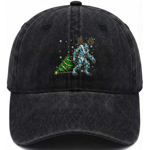 Wendigo Monster Washed Cotton Baseball Cap Cryptid Mythical Christmas TS14 Washed Cap Universal Fit Black Print Your Wear