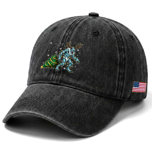 Wendigo Monster Washed Cotton Baseball Cap Cryptid Mythical Christmas TS14 Print Your Wear