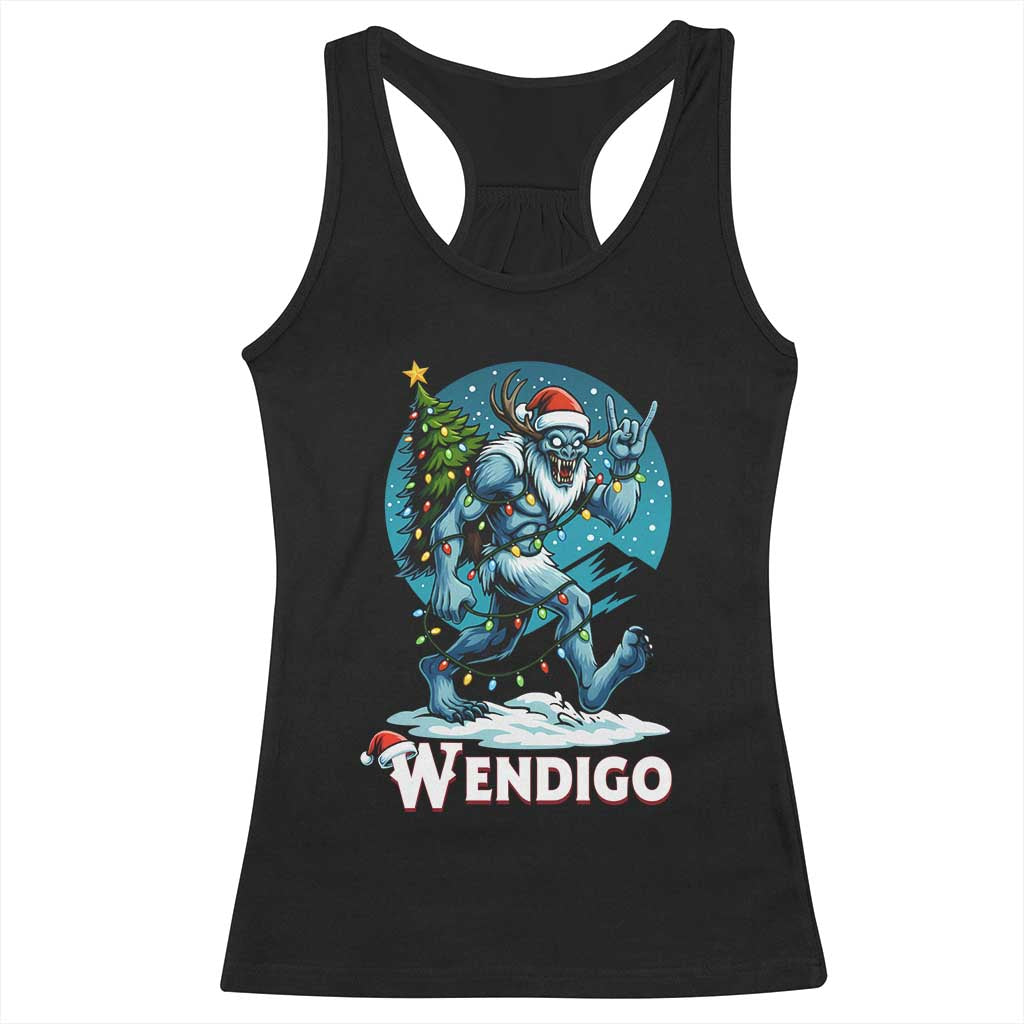 Funny Wendigo Monster Christmas Racerback Tank Top Rock On Hand Meme Xmas TS14 Black Print Your Wear