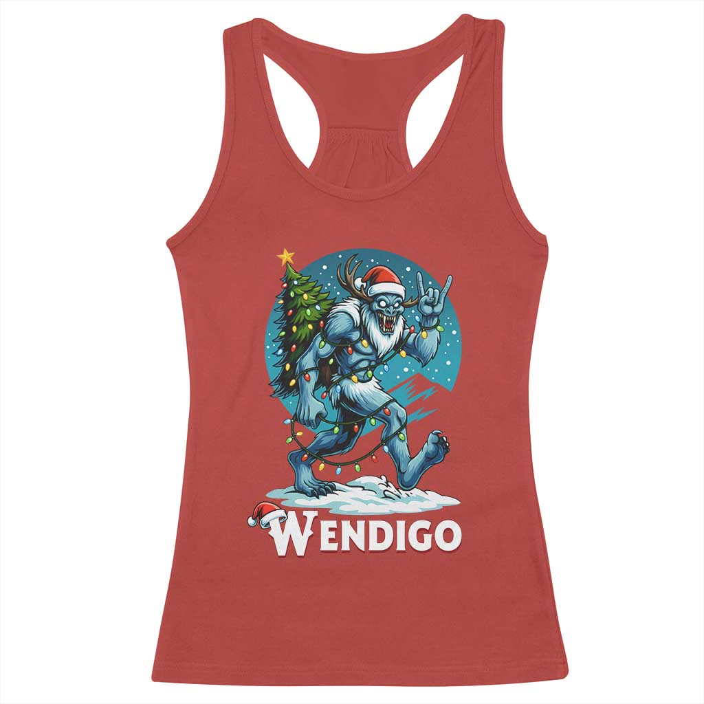 Funny Wendigo Monster Christmas Racerback Tank Top Rock On Hand Meme Xmas TS14 Red Print Your Wear
