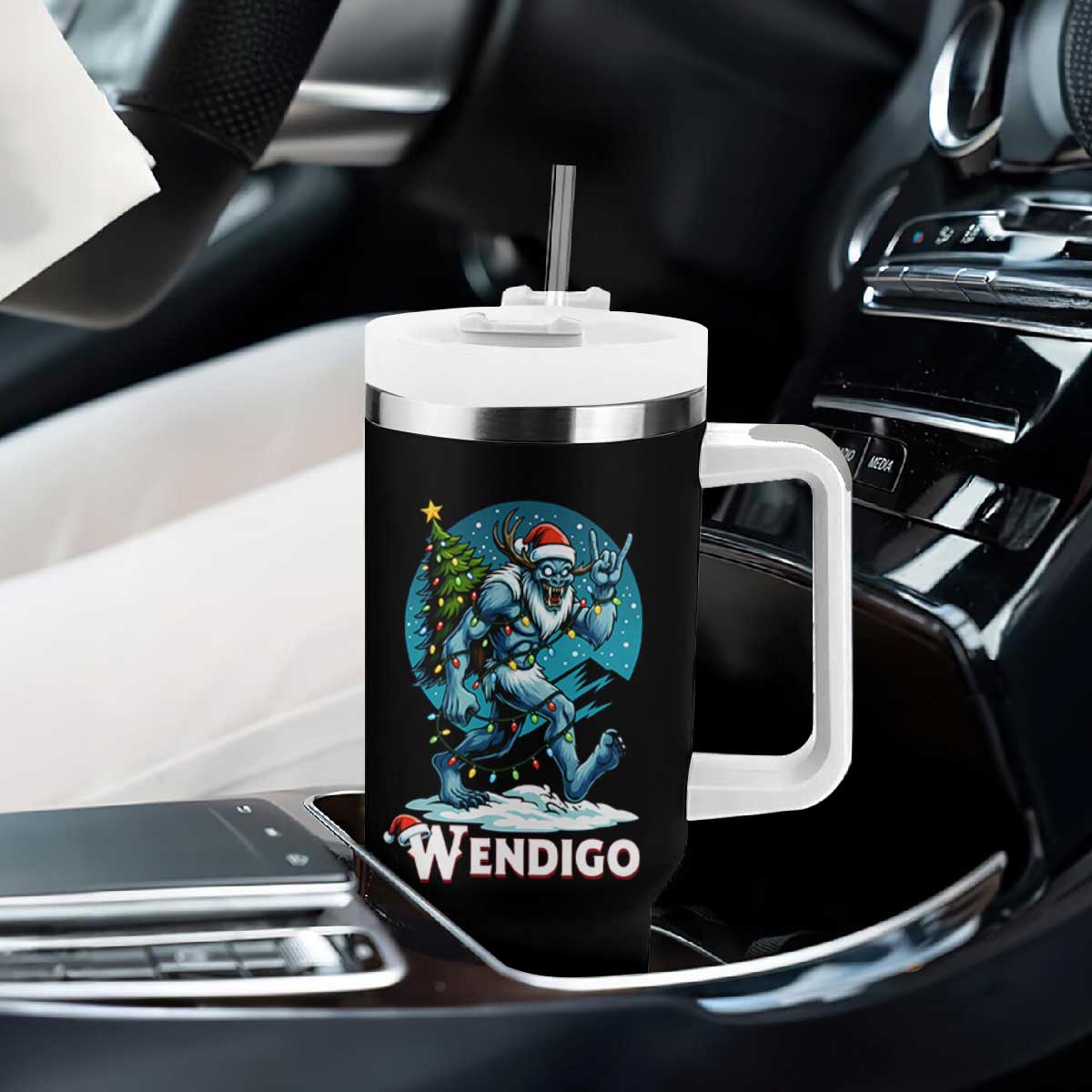 Funny Wendigo Monster Christmas Tumbler With Handle Rock On Hand Meme Xmas TS14 Print Your Wear