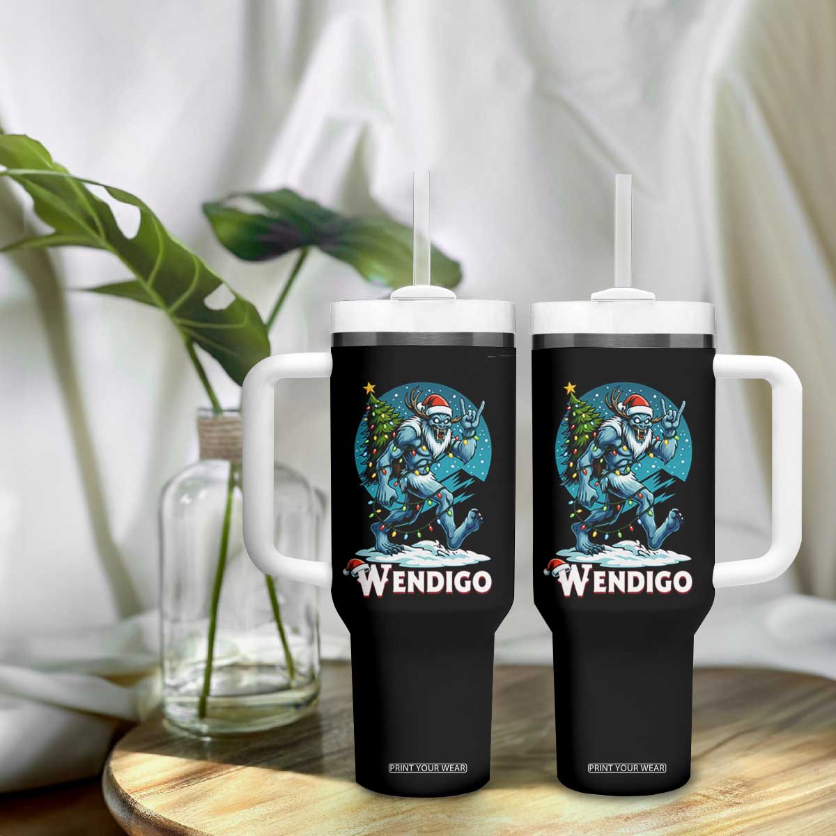 Funny Wendigo Monster Christmas Tumbler With Handle Rock On Hand Meme Xmas TS14 Print Your Wear