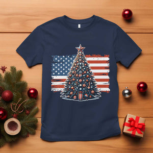 Patriotic American Flag Christmas T Shirt TS14 Navy Print Your Wear