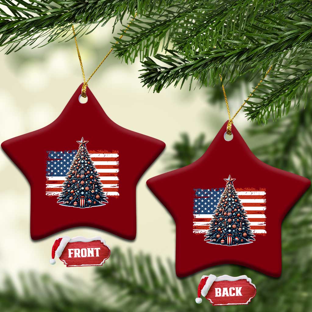 Patriotic American Flag Xmas Ceramic Ornament TS14 Print Your Wear