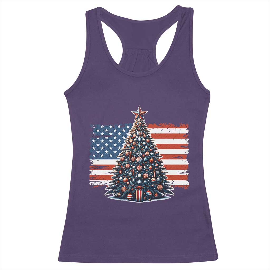 Patriotic American Flag Christmas Racerback Tank Top TS14 Purple Print Your Wear