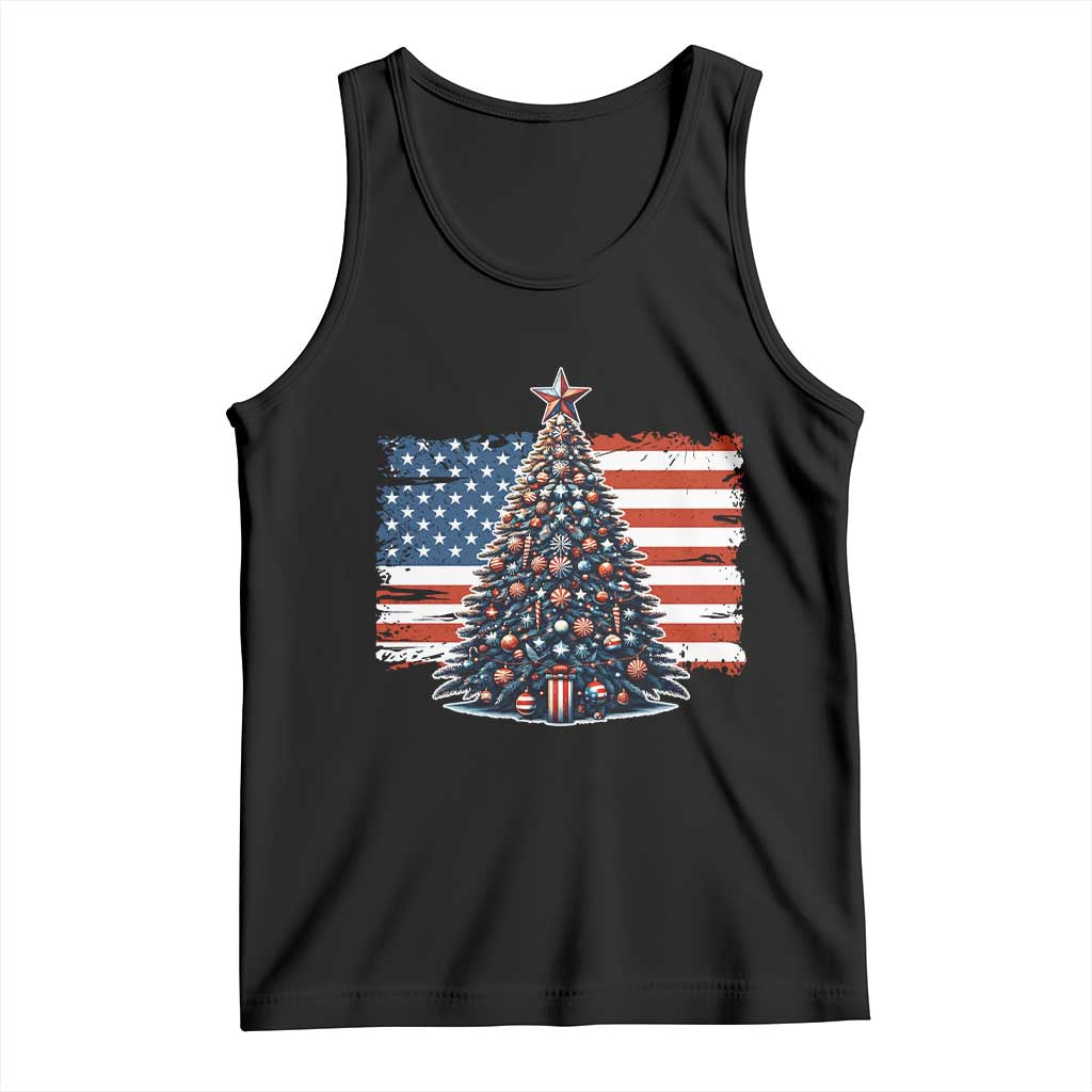 Patriotic American Flag Christmas Tank Top TS14 Black Print Your Wear
