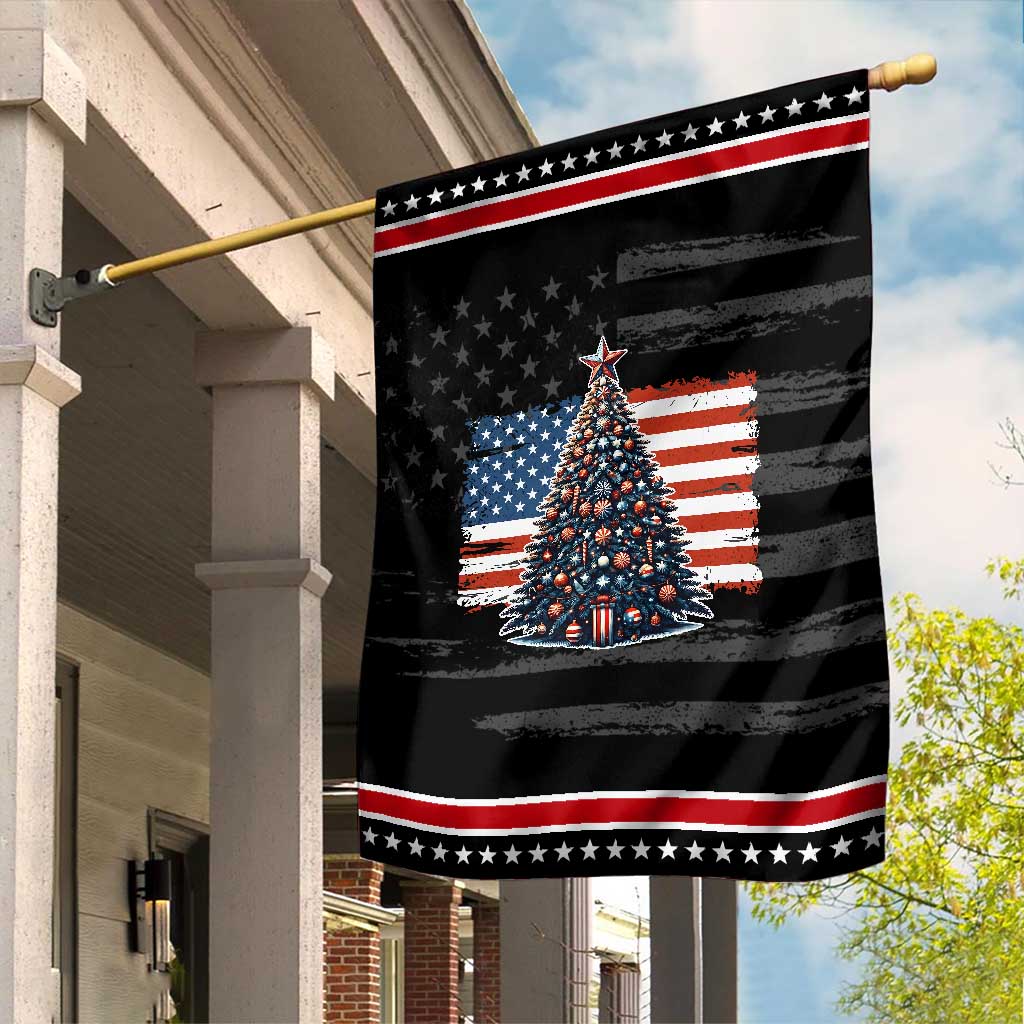 Patriotic American Flag Christmas Garden Flag TS14 Distressed Black Red Print Your Wear