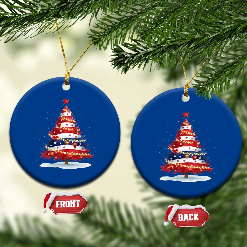 Xmas Tree American Flag Patriotic Ceramic Ornament TS14 1pc Blue Print Your Wear