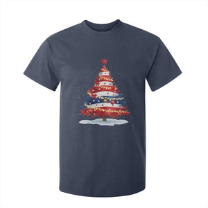 Christmas Tree American Flag Patriotic T Shirt For Kid TS14 Navy Print Your Wear