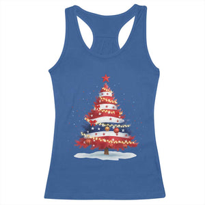 Christmas Tree American Flag Patriotic Racerback Tank Top TS14 Royal Blue Print Your Wear