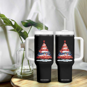 Christmas Tree American Flag Patriotic Tumbler With Handle TS14 Print Your Wear