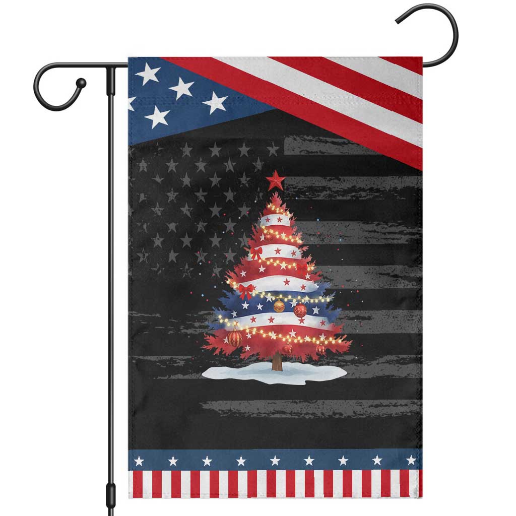 Christmas Tree American Flag Patriotic Garden Flag TS14 Distressed Black Blue Print Your Wear
