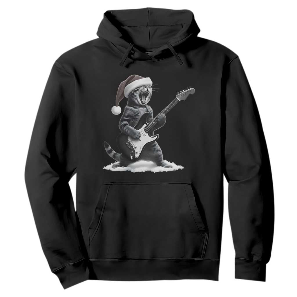 Funny Cat Guitar Hoodie Rock and Roll Christmas TS14 Black Print Your Wear
