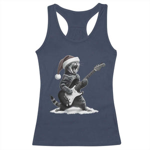 Funny Cat Guitar Racerback Tank Top Rock and Roll Christmas TS14 Navy Print Your Wear